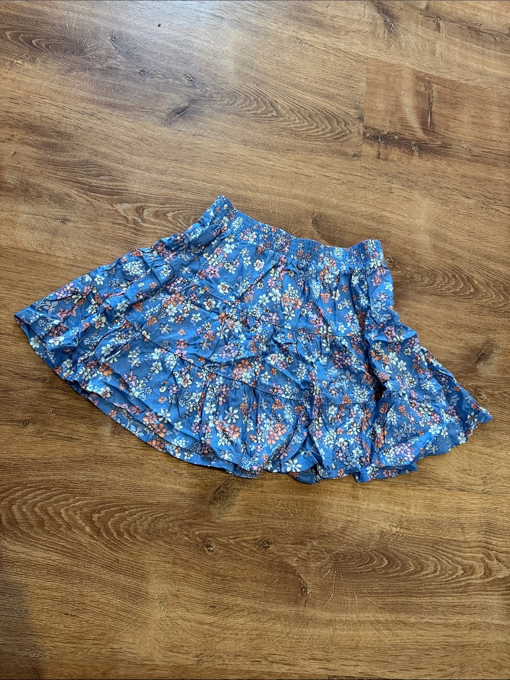 OshKosh B'gosh Blue Floral Ruffled Skater Skirt 7